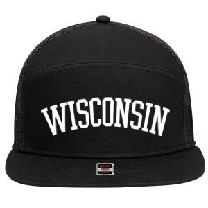 Wisconsin College Sports Fan Logo 7 Panel Mesh Trucker Snapback Hat