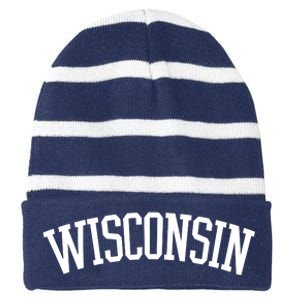 Wisconsin College Sports Fan Logo Striped Beanie with Solid Band