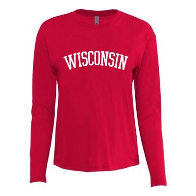 Wisconsin College Sports Fan Logo Womens Cotton Relaxed Long Sleeve T-Shirt