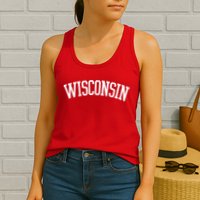 Wisconsin College Sports Fan Logo Womens Tank Top