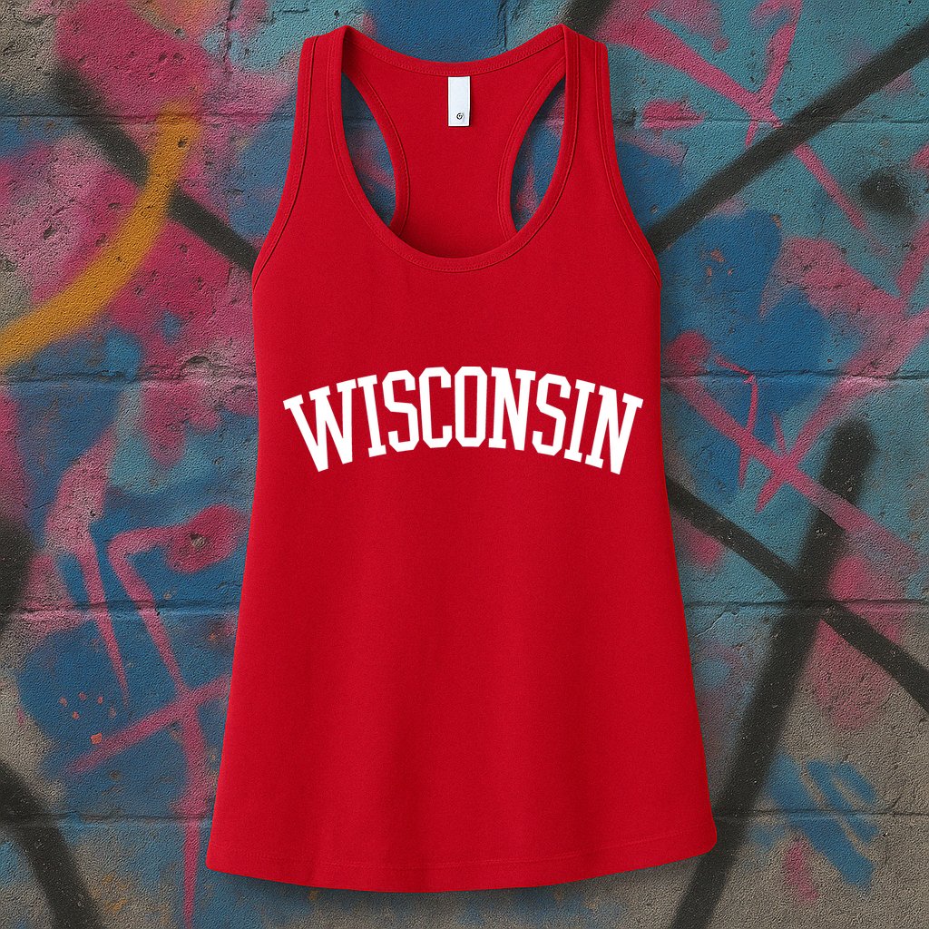 Wisconsin College Sports Fan Logo Womens Tank Top