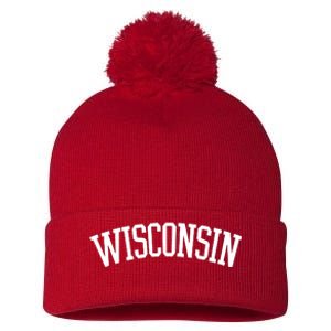 Wisconsin College Sports Fan Logo Pom Pom 12in Knit Beanie