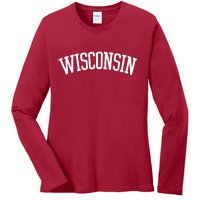 Wisconsin College Sports Fan Logo Ladies Long Sleeve Shirt