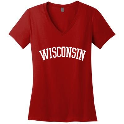 Wisconsin College Sports Fan Logo Women's V-Neck T-Shirt