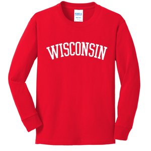 Wisconsin College Sports Fan Logo Kids Long Sleeve Shirt