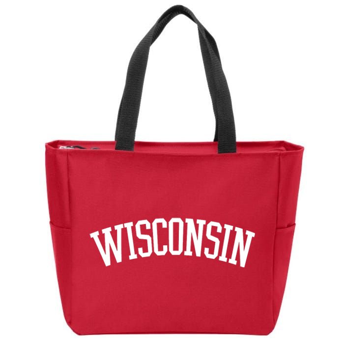 Wisconsin College Sports Fan Logo Zip Tote Bag