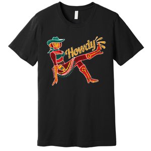 Western Country Southern Cowgirl Distressed Howdy Premium T-Shirt