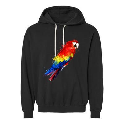 Watercolour Colourful Scarlet Macaw Parrot Bird Painting Garment-Dyed Fleece Hoodie