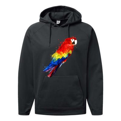 Watercolour Colourful Scarlet Macaw Parrot Bird Painting Performance Fleece Hoodie