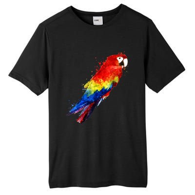 Watercolour Colourful Scarlet Macaw Parrot Bird Painting Tall Fusion ChromaSoft Performance T-Shirt