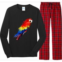 Watercolour Colourful Scarlet Macaw Parrot Bird Painting Long Sleeve Pajama Set