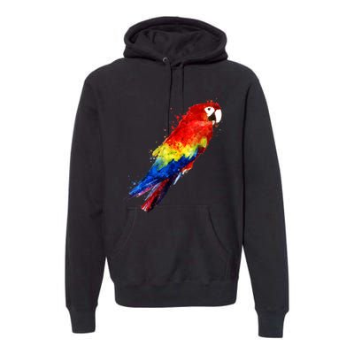 Watercolour Colourful Scarlet Macaw Parrot Bird Painting Premium Hoodie