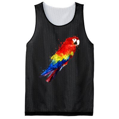 Watercolour Colourful Scarlet Macaw Parrot Bird Painting Mesh Reversible Basketball Jersey Tank