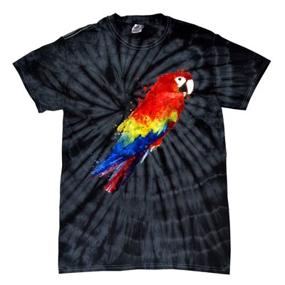 Watercolour Colourful Scarlet Macaw Parrot Bird Painting Tie-Dye T-Shirt