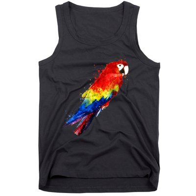 Watercolour Colourful Scarlet Macaw Parrot Bird Painting Tank Top