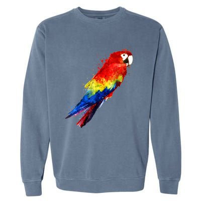 Watercolour Colourful Scarlet Macaw Parrot Bird Painting Garment-Dyed Sweatshirt