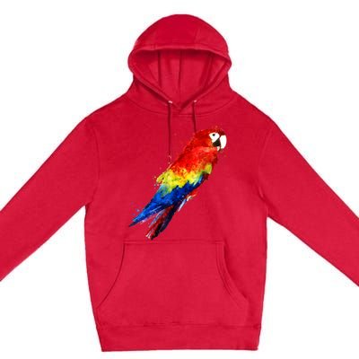 Watercolour Colourful Scarlet Macaw Parrot Bird Painting Premium Pullover Hoodie