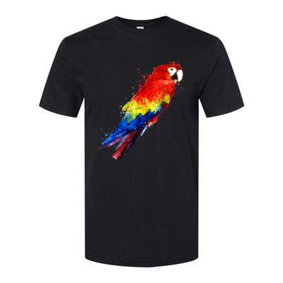 Watercolour Colourful Scarlet Macaw Parrot Bird Painting Softstyle CVC T-Shirt