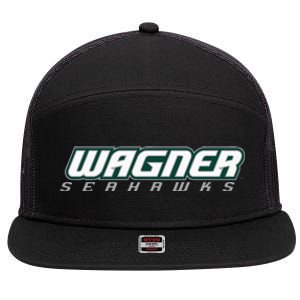 Wagner College Seahawks Horizontal Logo 7 Panel Mesh Trucker Snapback Hat