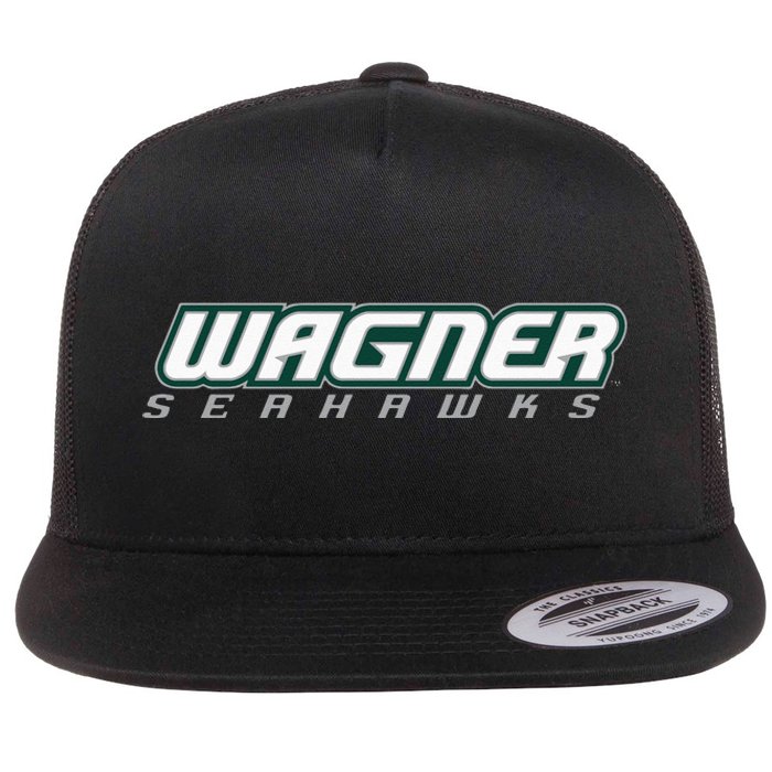 Wagner College Seahawks Horizontal Logo Flat Bill Trucker Hat