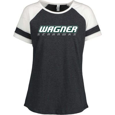 Wagner College Seahawks Horizontal Logo Enza Ladies Jersey Colorblock Tee