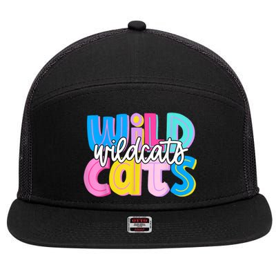 Wildcats Colorful School Spirit 7 Panel Mesh Trucker Snapback Hat