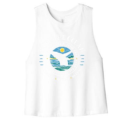 Whale Conservation Save The Ocean Gift Women's Racerback Cropped Tank