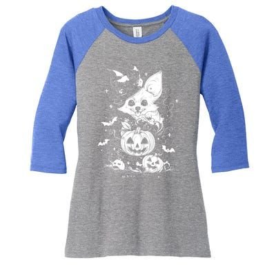 Welsh Corgi Spooky For Moonlight Halloween Cute Gift Women's Tri-Blend 3/4-Sleeve Raglan Shirt