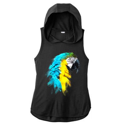 Watercolor Colourful Scarlet Macaw Parrot Bird Painting Ladies PosiCharge Tri-Blend Wicking Draft Hoodie Tank