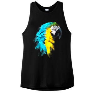 Watercolor Colourful Scarlet Macaw Parrot Bird Painting Ladies PosiCharge Tri-Blend Wicking Tank