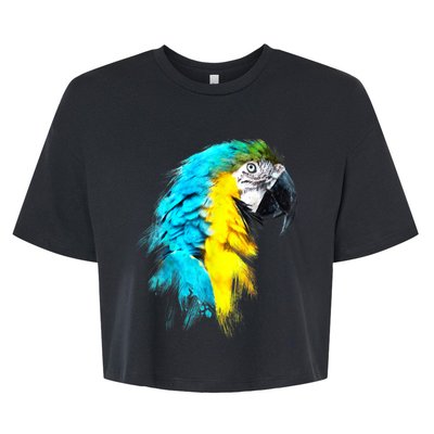 Watercolor Colourful Scarlet Macaw Parrot Bird Painting Bella+Canvas Jersey Crop Tee