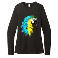 Watercolor Colourful Scarlet Macaw Parrot Bird Painting Womens CVC Long Sleeve Shirt