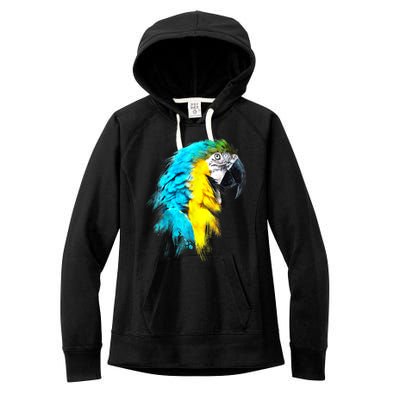 Watercolor Colourful Scarlet Macaw Parrot Bird Painting Women's Fleece Hoodie