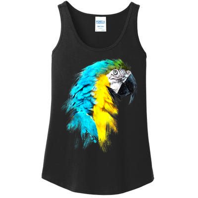 Watercolor Colourful Scarlet Macaw Parrot Bird Painting Ladies Essential Tank