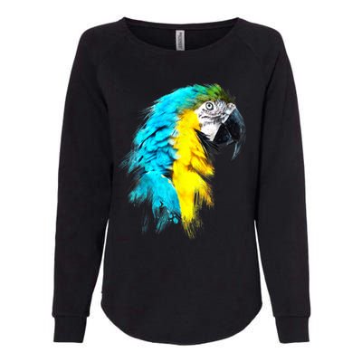 Watercolor Colourful Scarlet Macaw Parrot Bird Painting Womens California Wash Sweatshirt