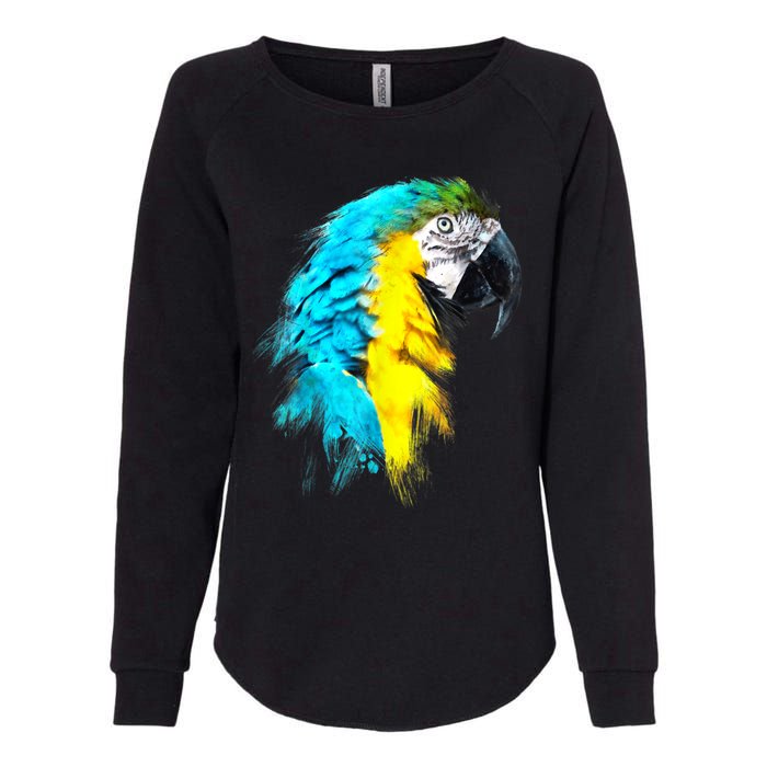 Watercolor Colourful Scarlet Macaw Parrot Bird Painting Womens California Wash Sweatshirt