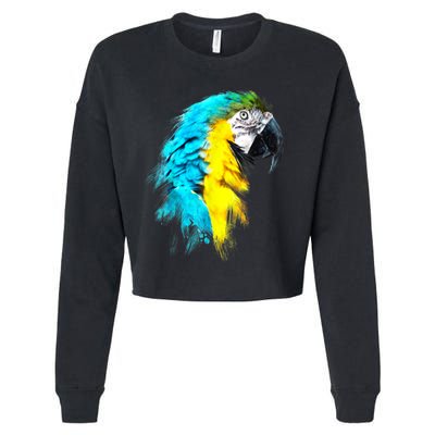 Watercolor Colourful Scarlet Macaw Parrot Bird Painting Cropped Pullover Crew