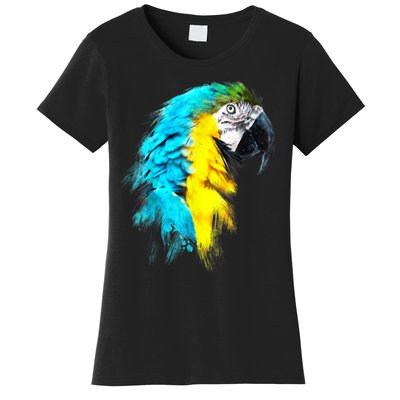 Watercolor Colourful Scarlet Macaw Parrot Bird Painting Women's T-Shirt