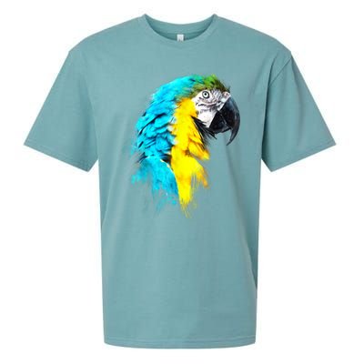 Watercolor Colourful Scarlet Macaw Parrot Bird Painting Sueded Cloud Jersey T-Shirt