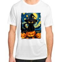 Witch Cat Starry Night Van Gogh Retro Halloween Cat Art Kids Adult ChromaSoft Performance T-Shirt