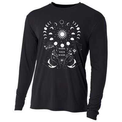 Witchcraft Celestial Sun Moon Witchy Wiccan Magick Magic Cooling Performance Long Sleeve Crew