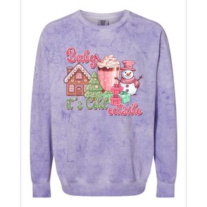 Western Christmas Santa Pink Christmas ItS Cold Outside Gift Colorblast Crewneck Sweatshirt