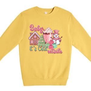 Western Christmas Santa Pink Christmas ItS Cold Outside Gift Premium Crewneck Sweatshirt