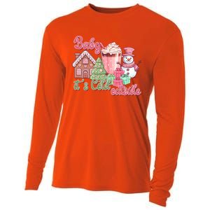 Western Christmas Santa Pink Christmas ItS Cold Outside Gift Cooling Performance Long Sleeve Crew