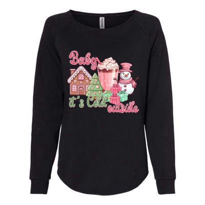 Western Christmas Santa Pink Christmas ItS Cold Outside Gift Womens California Wash Sweatshirt