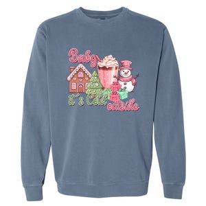 Western Christmas Santa Pink Christmas ItS Cold Outside Gift Garment-Dyed Sweatshirt