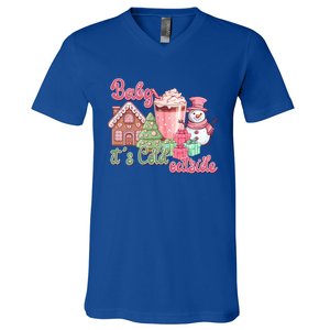 Western Christmas Santa Pink Christmas ItS Cold Outside Gift V-Neck T-Shirt