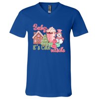 Western Christmas Santa Pink Christmas ItS Cold Outside Gift V-Neck T-Shirt