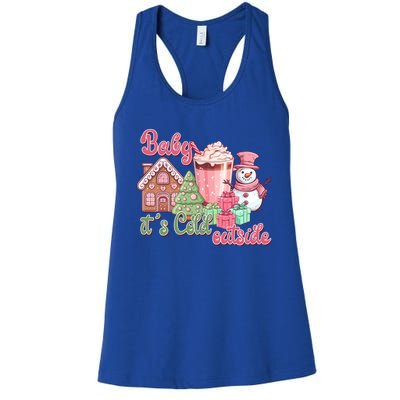 Western Christmas Santa Pink Christmas ItS Cold Outside Gift Women's Racerback Tank