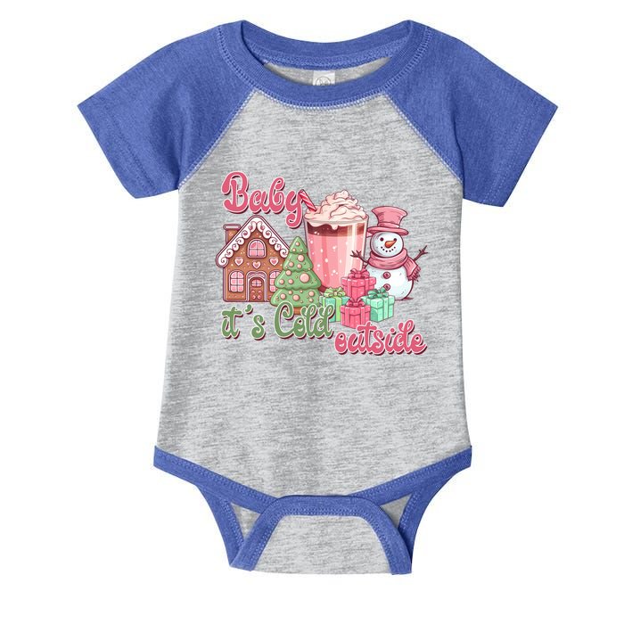 Western Christmas Santa Pink Christmas ItS Cold Outside Gift Infant Baby Jersey Bodysuit